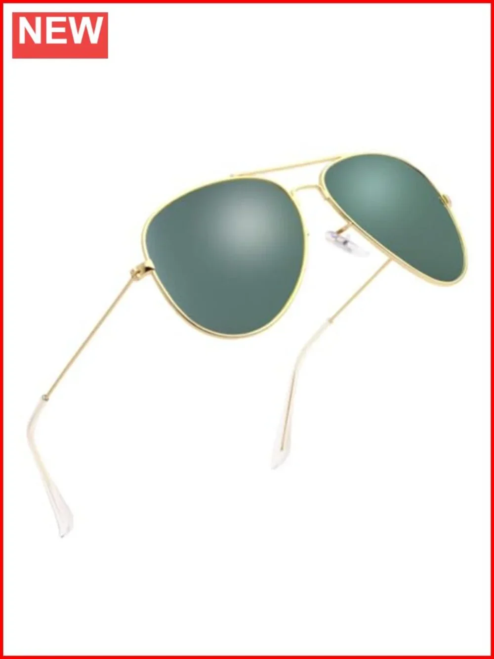 Classic Aviator Flat Lens Sunglasses Metal Frame Non-Polarized